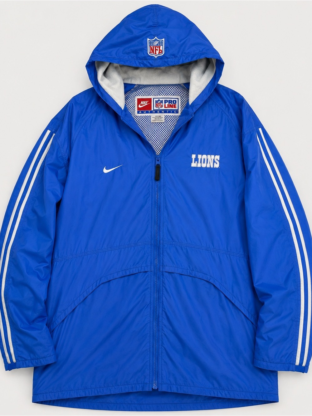 Vintage Nike NFL Pro Line Detroit Lions Double Hood Windbreaker Jacket XXL